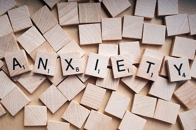 letter tiles that spell Anxiety